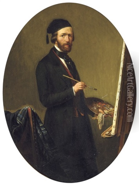 Autoportrait Devant Le Chevalet Oil Painting - Theodore Bernard de Heuvel