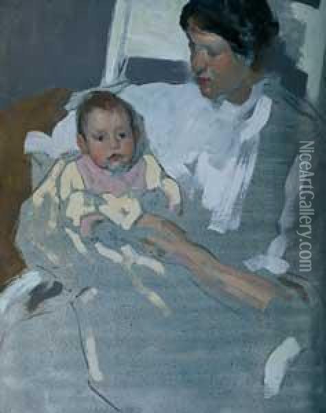 Alice C. And Alice O. Henderson Oil Painting - William Penhallow Henderson