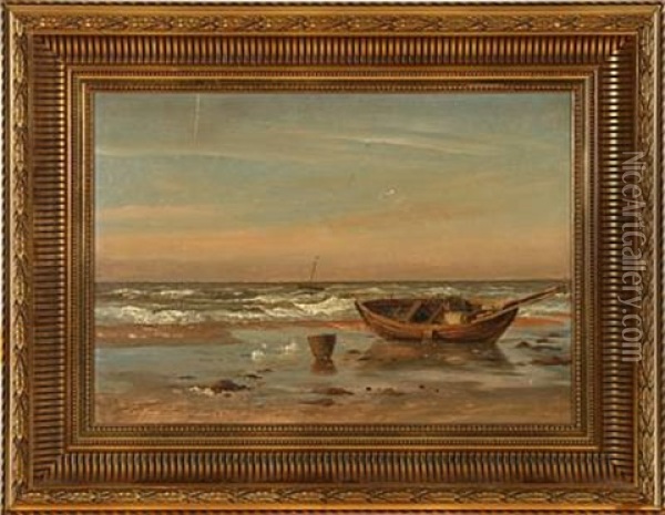 Coastal Scene From Lonstrup, Denmark Oil Painting - Peter (Johann P.) Raadsig