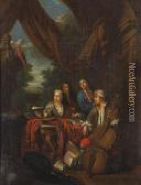 Musicians Seated At A Table Oil Painting - Jan Jozef, the Younger Horemans
