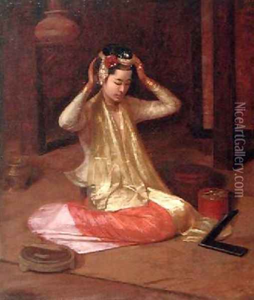 A Burmese Dancer 1920 Oil Painting - James Raeburn Middleton