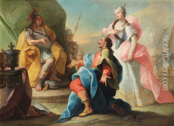 Antonius Und Cleopatra (+ Die Enthaltsamkeit Des Scipio; Pair) Oil Painting - Pietro Antonio Novelli