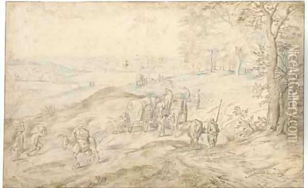 Travellers on a path, an extensive landscape beyond Oil Painting - Jan The Elder Brueghel