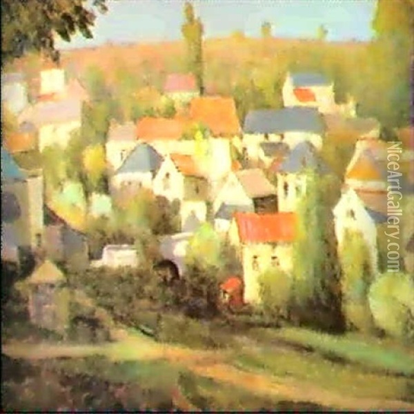 Le Village Oil Painting - Victor Charreton