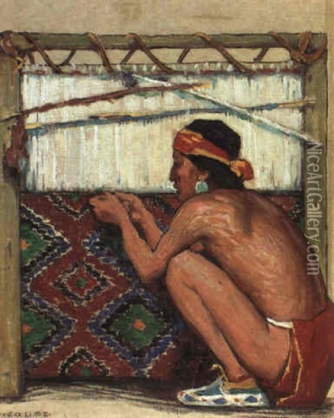 Indian Weaver Oil Painting - Eanger Irving Couse