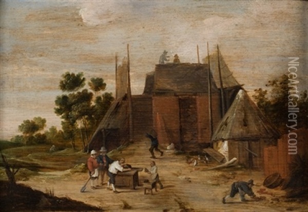 Paisaje De Aldea Con Carpintero Oil Painting - Abraham Teniers