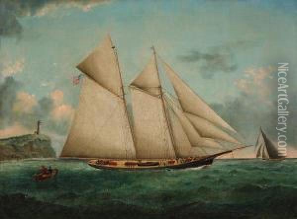 Sailing By The Lighthouse Oil Painting - William Gay Yorke