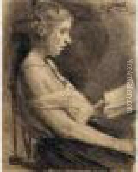 Lesendes Madchen (jeune Fille Lisant). 1896. Oil Painting - Max Liebermann