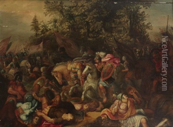Combat De Cavaliers Oil Painting - Hendrick De Clerck