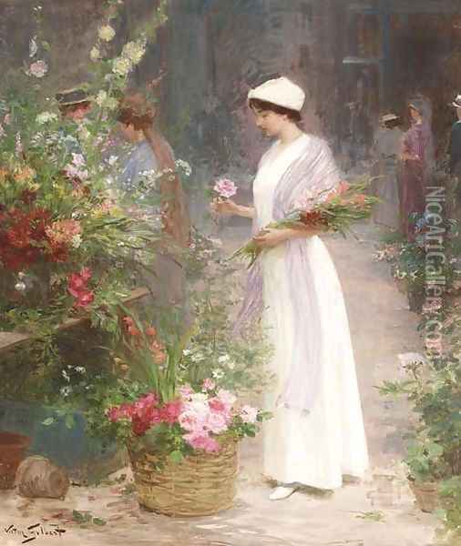 La cueillette de fleurs Oil Painting - Victor-Gabriel Gilbert