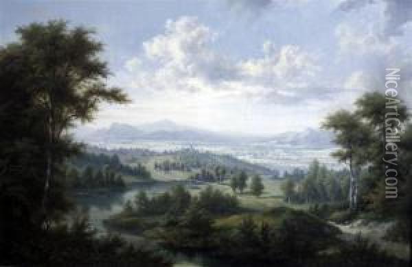 Extensive Landscape Oil Painting - Josef, Jacob Burgaritzky