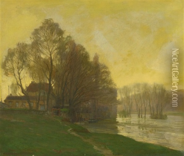 Early Evening Oil Painting - Frederick J. Mulhaupt