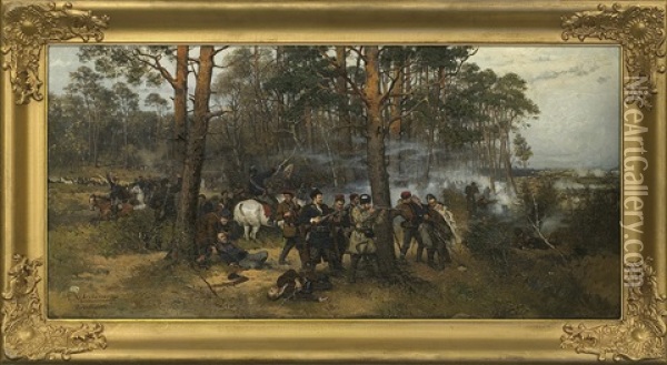 The Polish 1863 Uprising Scene Oil Painting - Tadeusz Ajdukiewicz
