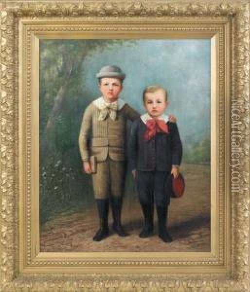 Portrait Of Two Young Boys Oil Painting - Frederik A. Spang