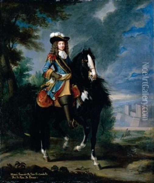 Equestrian Portrait Of Henry Francois De Foix De Candalle Oil Painting - Adam Frans van der Meulen