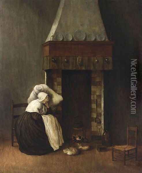 Sleeping Woman (The Convalescent) 1654 Oil Painting - Jacobus Vrel