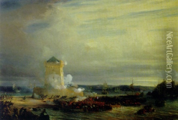 The English Landing At Calais Oil Painting - Baron Jean Antoine Theodore Gudin