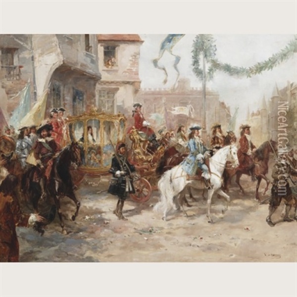 A Royal Procession Oil Painting - Vicente Garcia de Paredes