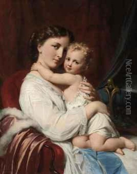 A Mother's Love Oil Painting - Fritz Zuber-Buhler