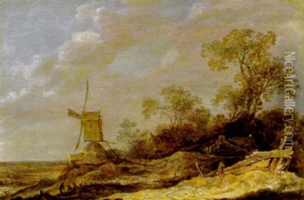 Hollandische Dunenlandschaft Mit Windmuhlen Oil Painting - Pieter De Molijn
