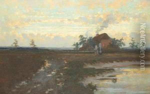 Zomeravond Bij De Hoeve Oil Painting - Louis Pulinckx