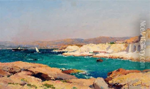 Embarcation Au Large De La Pointe Rouge A Marseille Oil Painting - Alfred Casile