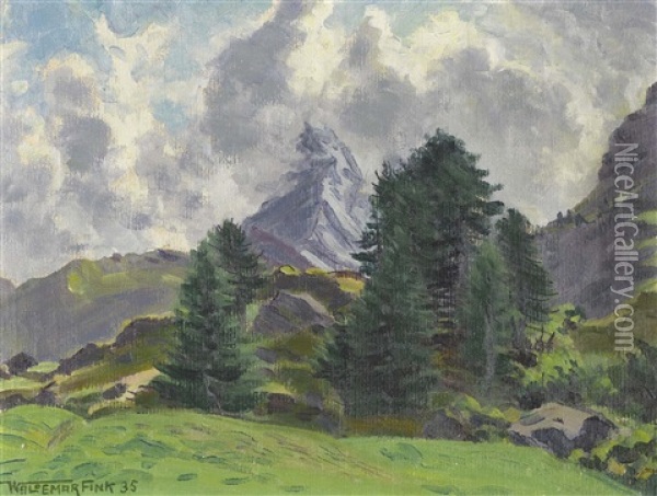 Aufziehendes Gewitter Am Matterhorn Oil Painting - Waldemar Theophil Fink
