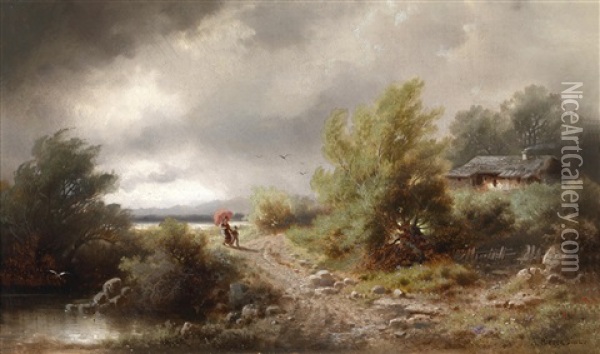 Aufziehendes Gewitter Oil Painting - Albert Rieger