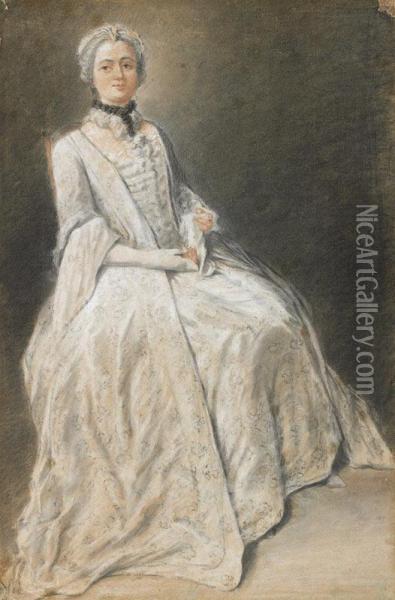 Portrait De Femme Assise Oil Painting - Louis Aubert