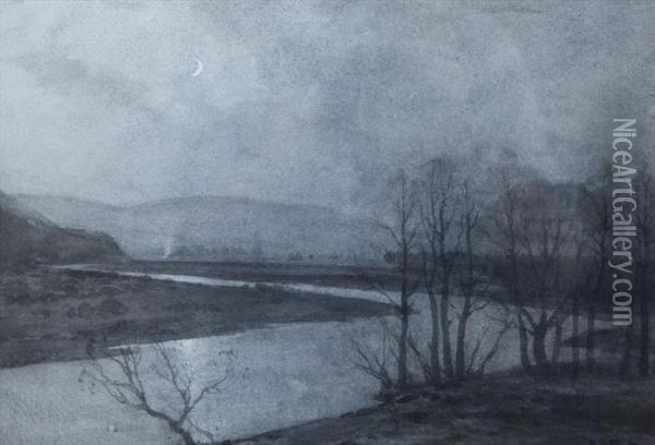Moonlight River Oil Painting - Tom Scott