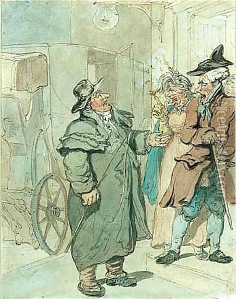 Discussing The Fare Oil Painting - Thomas Rowlandson
