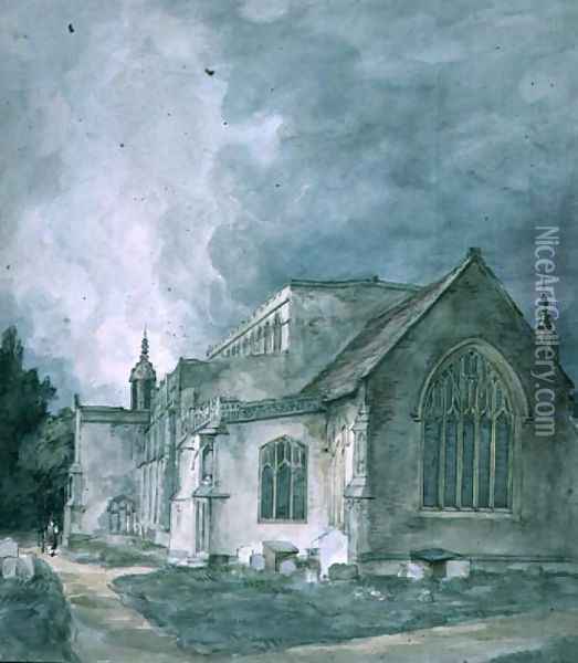 East Bergholt Church Exterior Oil Painting - John Constable