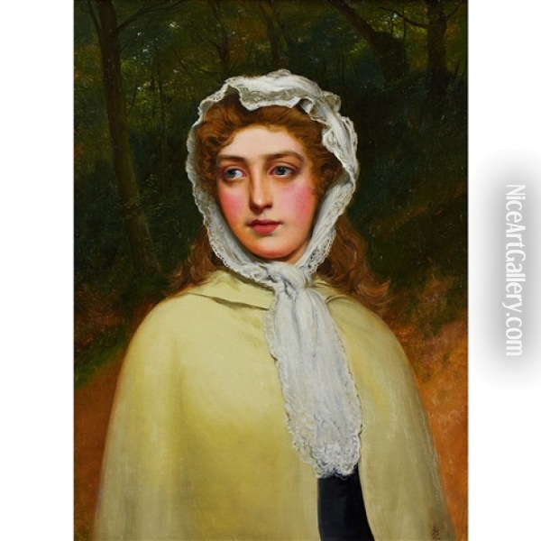 Girl With Lace Scarf Oil Painting - Charles Sillem Lidderdale