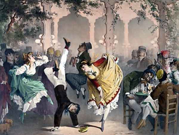 Quadrille at the Bal Bullier Oil Painting - Philippe Jacques Linder
