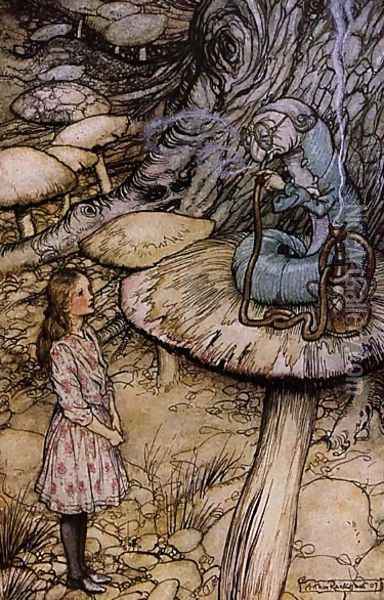 Alice in Wonderland: The Rabbit Sends in a Little Bill Oil Painting - Arthur Rackham