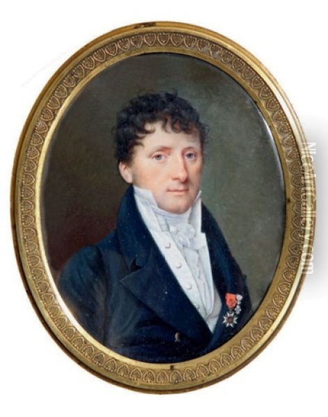 Portrait De Paul Louis Suzanne De Juge De Montespieu (1771 - 1844) En Redingote, Decore Des Ordres Royaux De Saint Louis Et Du Lys Oil Painting - Jean Cossard