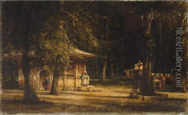 Turks Resting By A Kiosk Oil Painting - William Wyld