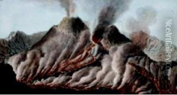 A) Vue D'une Section D'une Partie Du Cone D'astruni Prise A L'entree De Ce Volcan Oil Painting - Pietro Fabris