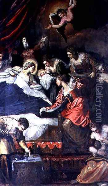 Birth of the Virgin Oil Painting - Jacopo Tintoretto (Robusti)