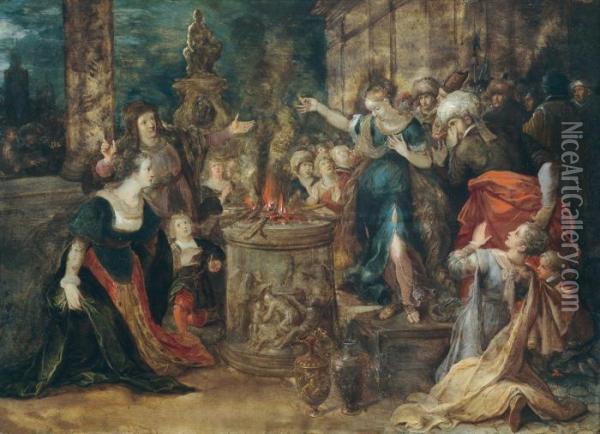 Scena Sacrificale Oil Painting - Frans II Francken
