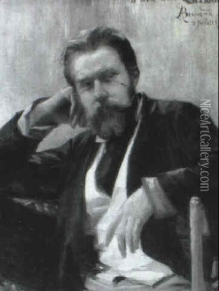 L'homme Au Monocle Oil Painting - Albert Besnard