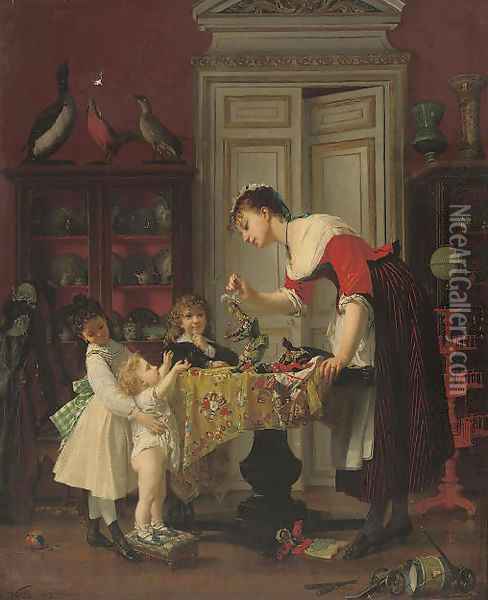 The puppet show Oil Painting - Anatole Vely