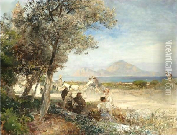 Blick Auf Den Golf Von Neapel (View Of The Bay Of Naples) Oil Painting - Oswald Achenbach
