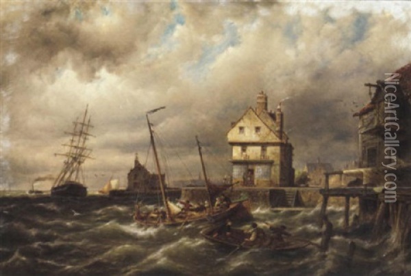 Kampen On The Zuiderzee, Holland Oil Painting - Pieter Cornelis Dommershuijzen