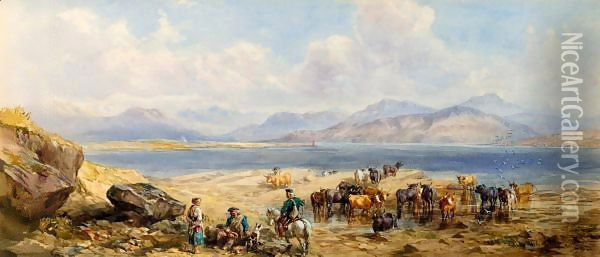 Waiting For The Ferry, Isle Of Skye Oil Painting - John Frederick Tayler