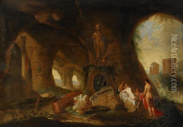 Badande Nymfer Vid Grotta Oil Painting - Abraham van Cuylenborch