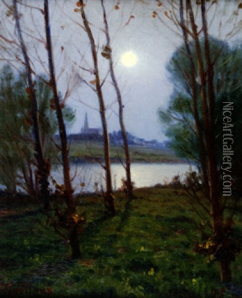 Clair De Lune A Travers Les Arbres Oil Painting - Charles Victor Guilloux