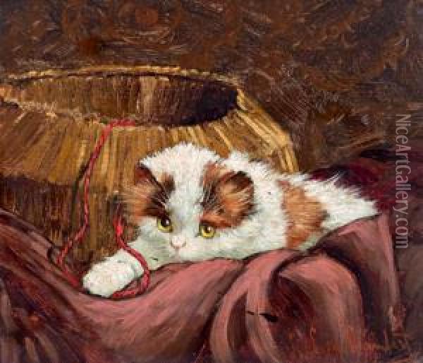 Spielendes Katzchen Oil Painting - Louis Eugene Lambert