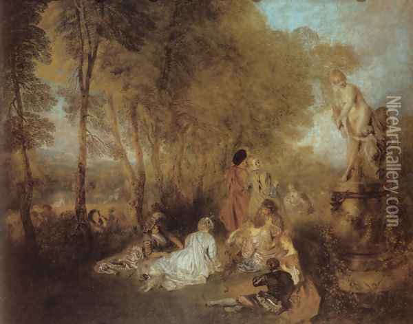 La Fête d'amour (The Festival of Love) Oil Painting - Jean-Antoine Watteau