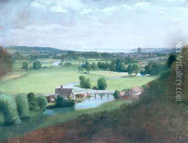 The Valley of the Stour with Dedham in the Distance, 1836-37 Oil Painting - John Constable